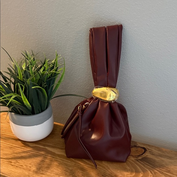 BILLINI LUCIA HANDLE BAG Knot Clutch Purse Vegan Leather Burgundy Handbag; NWOT - Picture 7 of 8